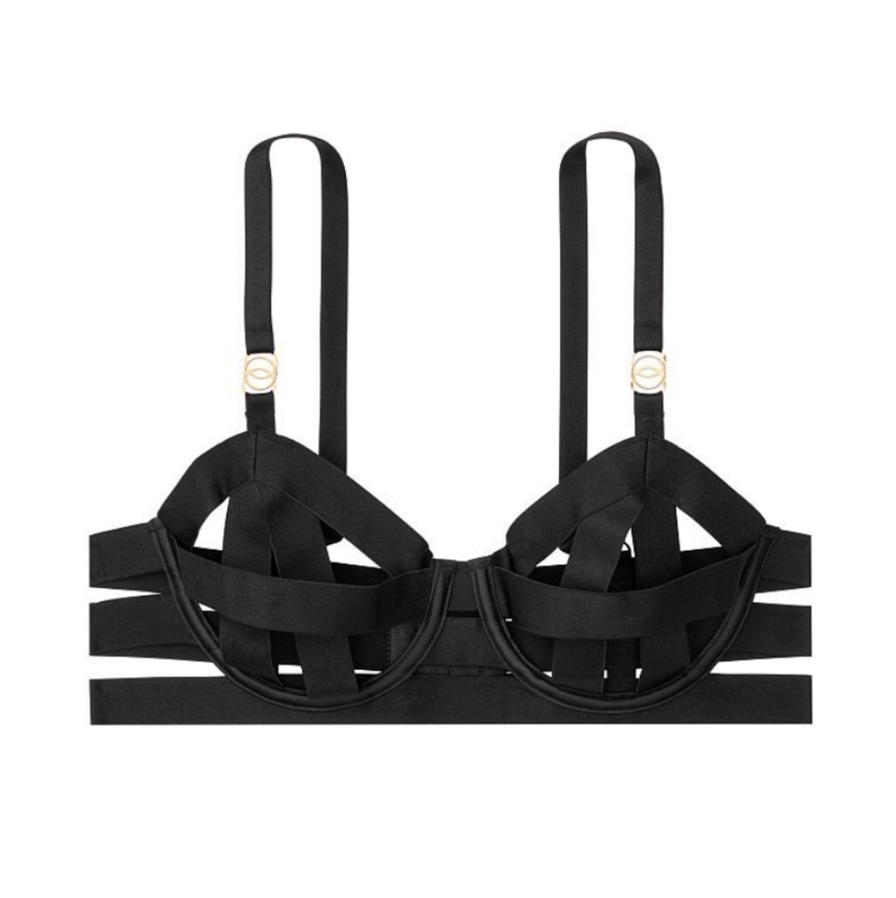 VICTORIA SECRET Strappy Open Cup Demi Bra 36DD